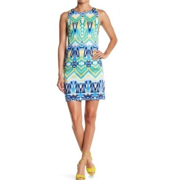 Maggy London Sz 10 Aztec Medley Print Shift Dress - Picture 1 of 8